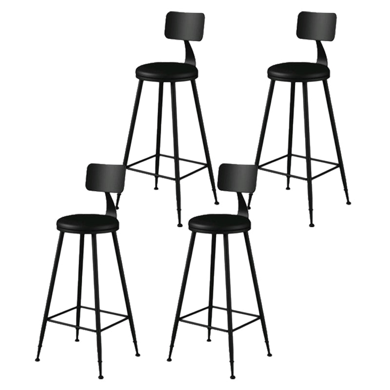 Modern Backrest Armless Counter Stool Iron Bar Stool with Leather Cushion for Dining Room Black 4 Piece Set Bar Stool(30"H) Clearhalo 'Bar Furniture' 'Bar Stools' 'bar_stools' 'furn' 'furn_bar_stools' 'Furniture' 'Kitchen & Dining Furniture' 6471645