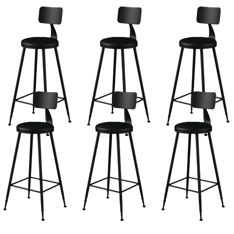 Modern Backrest Armless Counter Stool Iron Bar Stool with Leather Cushion for Dining Room Black 6 Piece Set Bar Stool(30"H) Clearhalo 'Bar Furniture' 'Bar Stools' 'bar_stools' 'furn' 'furn_bar_stools' 'Furniture' 'Kitchen & Dining Furniture' 6471647
