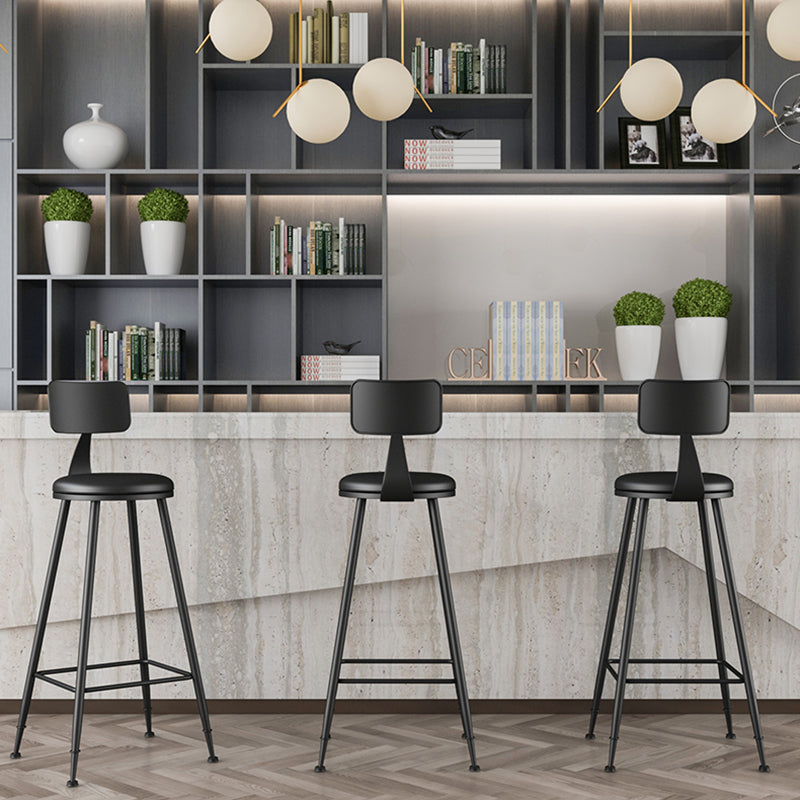 Modern Backrest Armless Counter Stool Iron Bar Stool with Leather Cushion for Dining Room Clearhalo 'Bar Furniture' 'Bar Stools' 'bar_stools' 'furn' 'furn_bar_stools' 'Furniture' 'Kitchen & Dining Furniture' 6471648