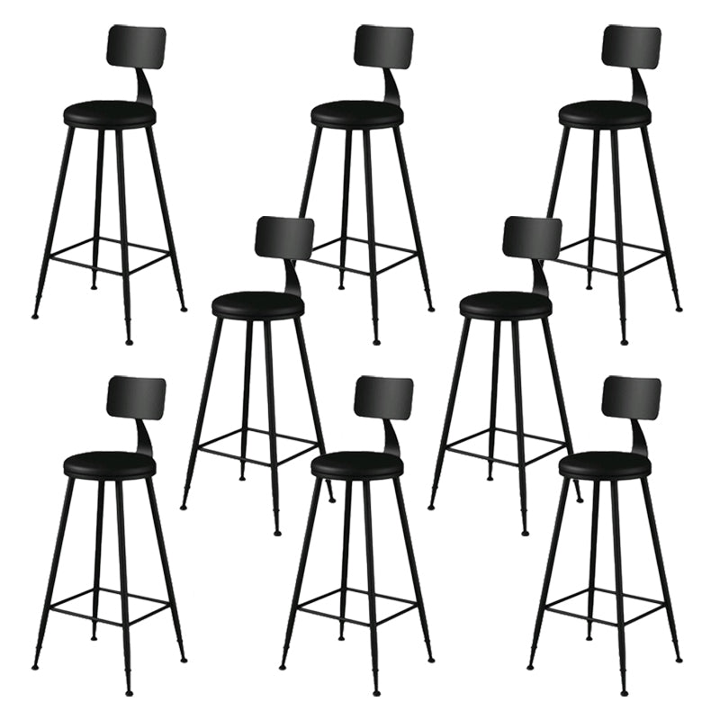 Modern Backrest Armless Counter Stool Iron Bar Stool with Leather Cushion for Dining Room Black 8 Piece Set Bar Stool(30"H) Clearhalo 'Bar Furniture' 'Bar Stools' 'bar_stools' 'furn' 'furn_bar_stools' 'Furniture' 'Kitchen & Dining Furniture' 6471649
