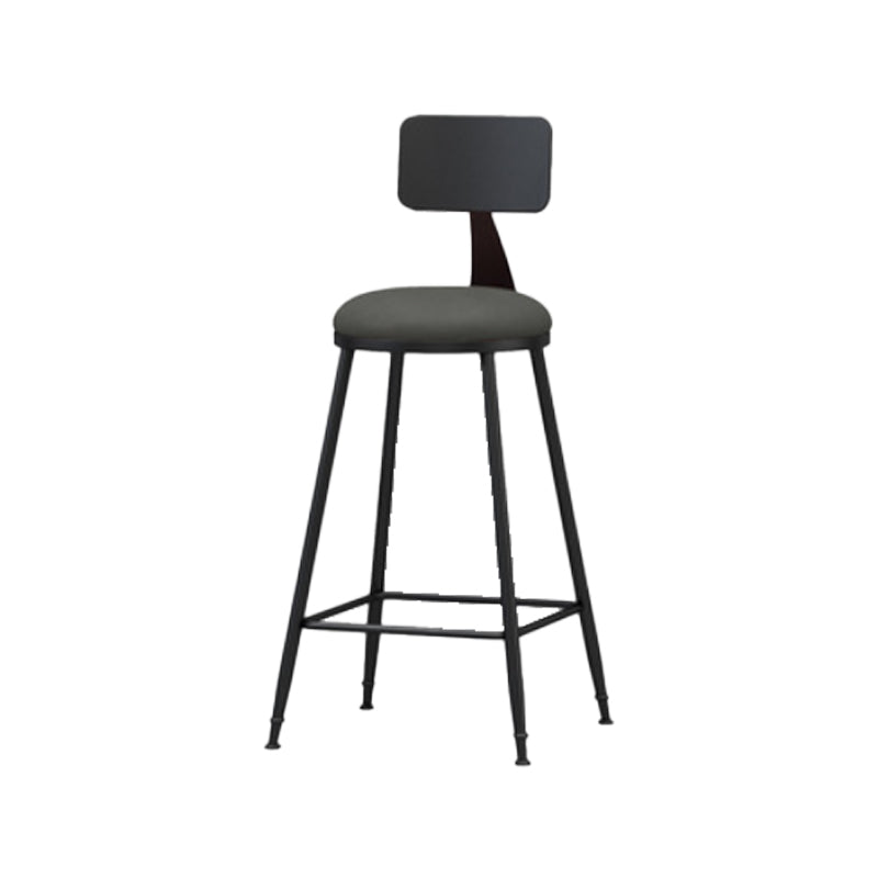 Modern Backrest Armless Counter Stool Iron Bar Stool with Leather Cushion for Dining Room Grey 1 Piece Counter Stool(26"H) Clearhalo 'Bar Furniture' 'Bar Stools' 'bar_stools' 'furn' 'furn_bar_stools' 'Furniture' 'Kitchen & Dining Furniture' 6471651