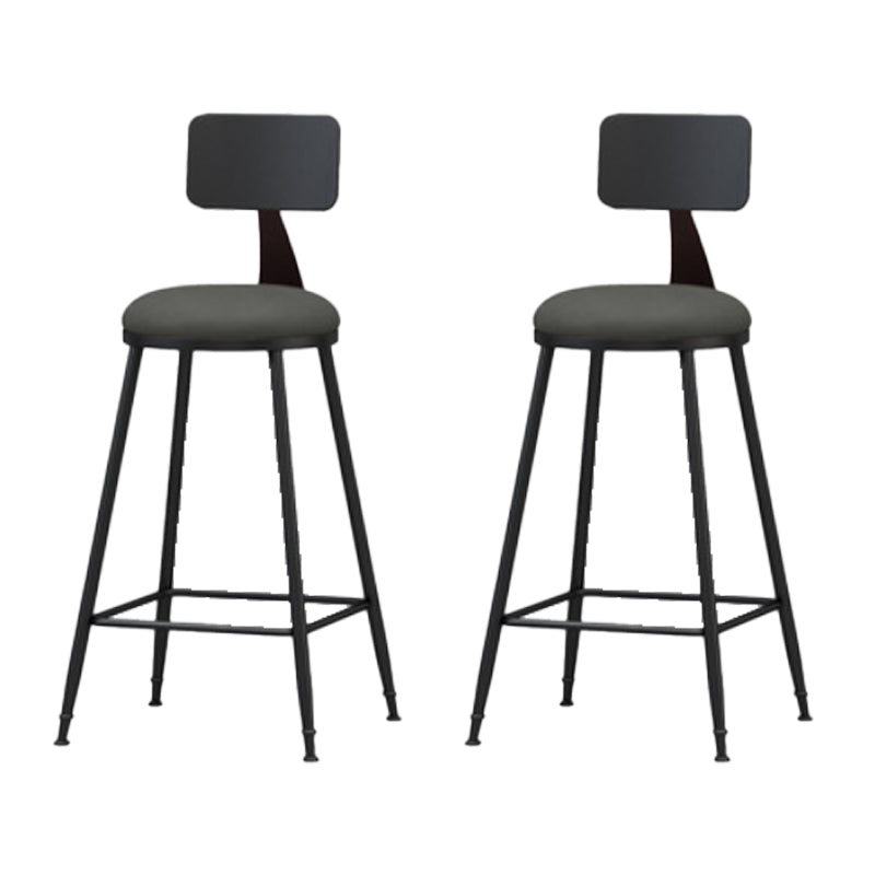 Modern Backrest Armless Counter Stool Iron Bar Stool with Leather Cushion for Dining Room Grey 2 Piece Set Counter Stool(26"H) Clearhalo 'Bar Furniture' 'Bar Stools' 'bar_stools' 'furn' 'furn_bar_stools' 'Furniture' 'Kitchen & Dining Furniture' 6471652