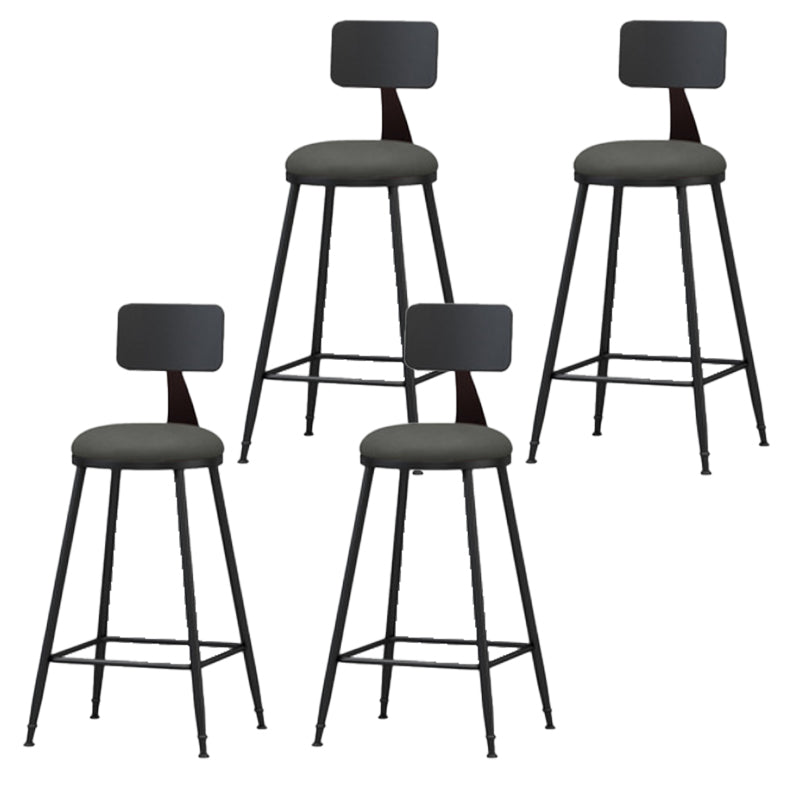 Modern Backrest Armless Counter Stool Iron Bar Stool with Leather Cushion for Dining Room Grey 4 Piece Set Counter Stool(26"H) Clearhalo 'Bar Furniture' 'Bar Stools' 'bar_stools' 'furn' 'furn_bar_stools' 'Furniture' 'Kitchen & Dining Furniture' 6471653