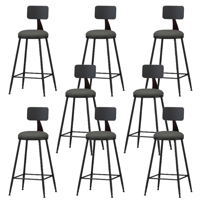 Modern Backrest Armless Counter Stool Iron Bar Stool with Leather Cushion for Dining Room Grey 8 Piece Set Counter Stool(26"H) Clearhalo 'Bar Furniture' 'Bar Stools' 'bar_stools' 'furn' 'furn_bar_stools' 'Furniture' 'Kitchen & Dining Furniture' 6471655