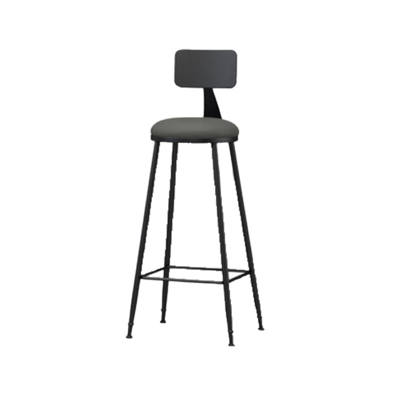 Modern Backrest Armless Counter Stool Iron Bar Stool with Leather Cushion for Dining Room Grey 1 Piece Bar Stool(30"H) Clearhalo 'Bar Furniture' 'Bar Stools' 'bar_stools' 'furn' 'furn_bar_stools' 'Furniture' 'Kitchen & Dining Furniture' 6471656