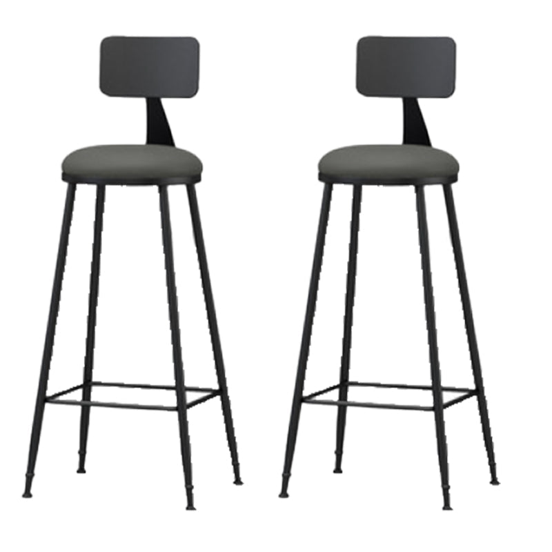 Modern Backrest Armless Counter Stool Iron Bar Stool with Leather Cushion for Dining Room Grey 2 Piece Set Bar Stool(30"H) Clearhalo 'Bar Furniture' 'Bar Stools' 'bar_stools' 'furn' 'furn_bar_stools' 'Furniture' 'Kitchen & Dining Furniture' 6471657