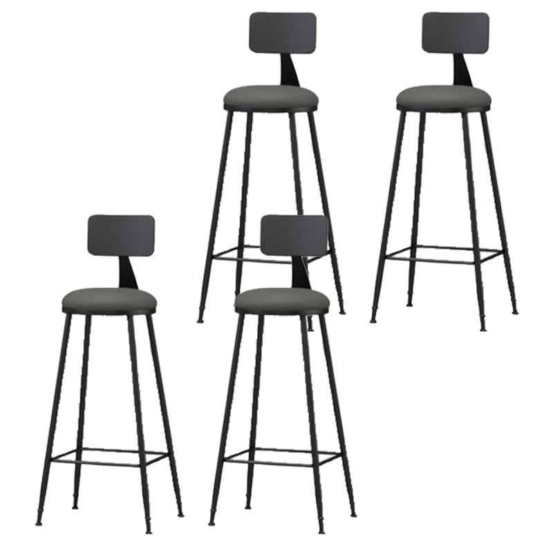 Modern Backrest Armless Counter Stool Iron Bar Stool with Leather Cushion for Dining Room Grey 4 Piece Set Bar Stool(30"H) Clearhalo 'Bar Furniture' 'Bar Stools' 'bar_stools' 'furn' 'furn_bar_stools' 'Furniture' 'Kitchen & Dining Furniture' 6471658