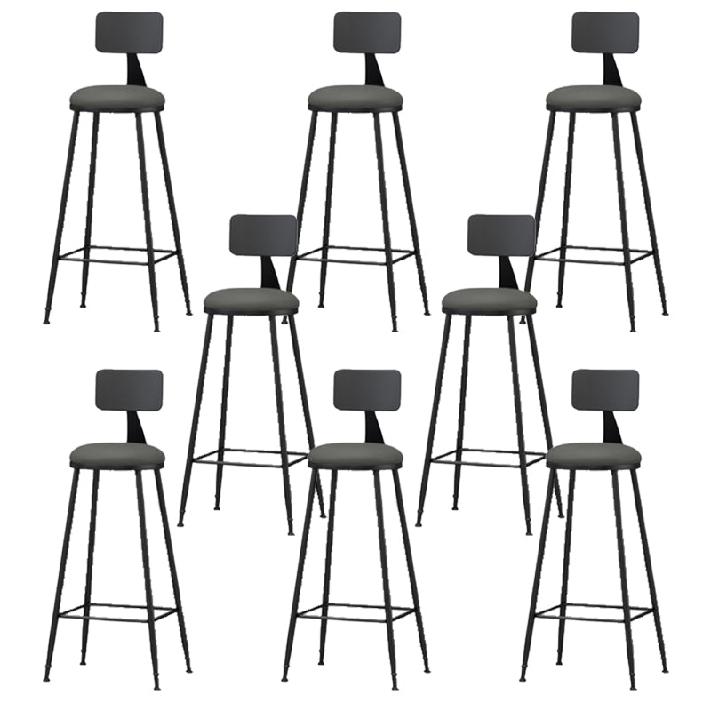 Modern Backrest Armless Counter Stool Iron Bar Stool with Leather Cushion for Dining Room Grey 8 Piece Set Bar Stool(30"H) Clearhalo 'Bar Furniture' 'Bar Stools' 'bar_stools' 'furn' 'furn_bar_stools' 'Furniture' 'Kitchen & Dining Furniture' 6471660