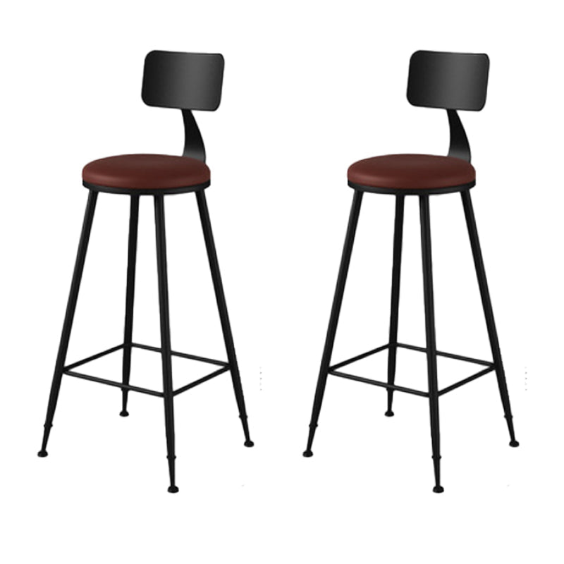 Modern Backrest Armless Counter Stool Iron Bar Stool with Leather Cushion for Dining Room Brown 2 Piece Set Bar Stool(30"H) Clearhalo 'Bar Furniture' 'Bar Stools' 'bar_stools' 'furn' 'furn_bar_stools' 'Furniture' 'Kitchen & Dining Furniture' 6471666