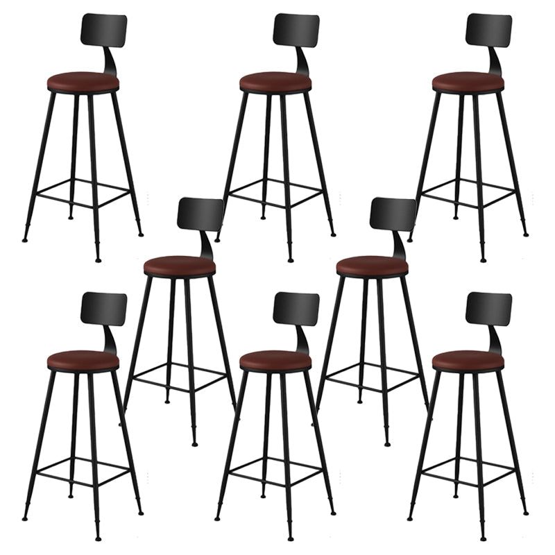 Modern Backrest Armless Counter Stool Iron Bar Stool with Leather Cushion for Dining Room Brown 8 Piece Set Bar Stool(30"H) Clearhalo 'Bar Furniture' 'Bar Stools' 'bar_stools' 'furn' 'furn_bar_stools' 'Furniture' 'Kitchen & Dining Furniture' 6471669