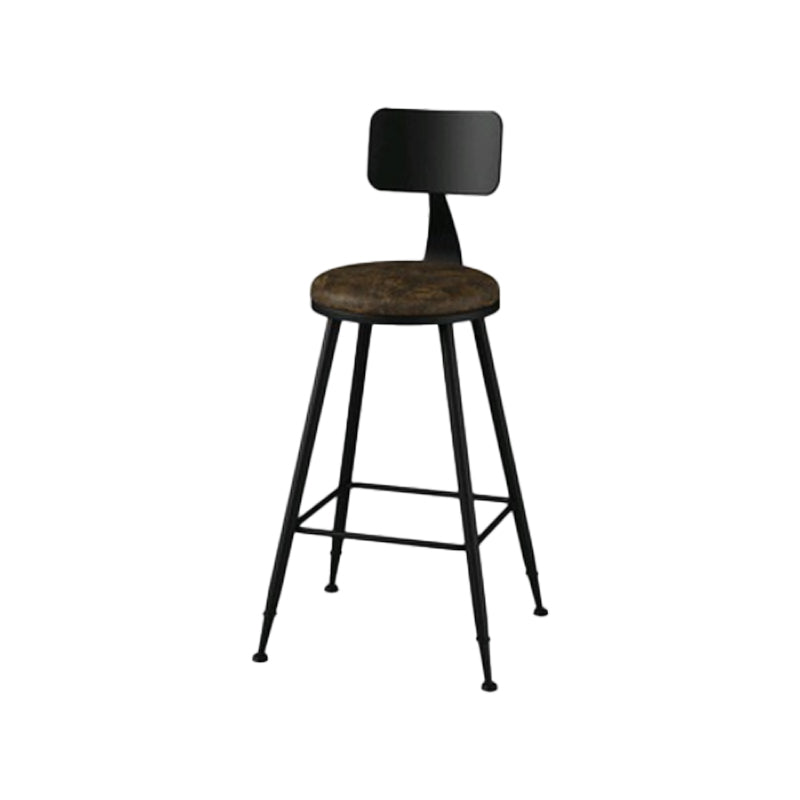 Modern Backrest Armless Counter Stool Iron Bar Stool with Leather Cushion for Dining Room Brown 1 Piece Counter Stool(26"H) Clearhalo 'Bar Furniture' 'Bar Stools' 'bar_stools' 'furn' 'furn_bar_stools' 'Furniture' 'Kitchen & Dining Furniture' 6471670