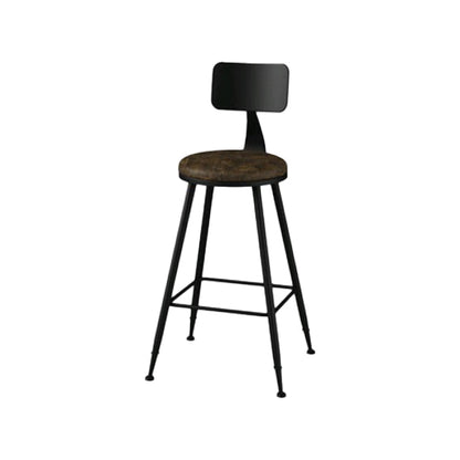 Modern Backrest Armless Counter Stool Iron Bar Stool with Leather Cushion for Dining Room Brown 1 Piece Counter Stool(26"H) Clearhalo 'Bar Furniture' 'Bar Stools' 'bar_stools' 'furn' 'furn_bar_stools' 'Furniture' 'Kitchen & Dining Furniture' 6471670