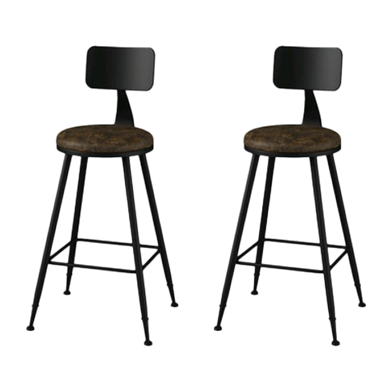 Modern Backrest Armless Counter Stool Iron Bar Stool with Leather Cushion for Dining Room Brown 2 Piece Set Counter Stool(26"H) Clearhalo 'Bar Furniture' 'Bar Stools' 'bar_stools' 'furn' 'furn_bar_stools' 'Furniture' 'Kitchen & Dining Furniture' 6471671