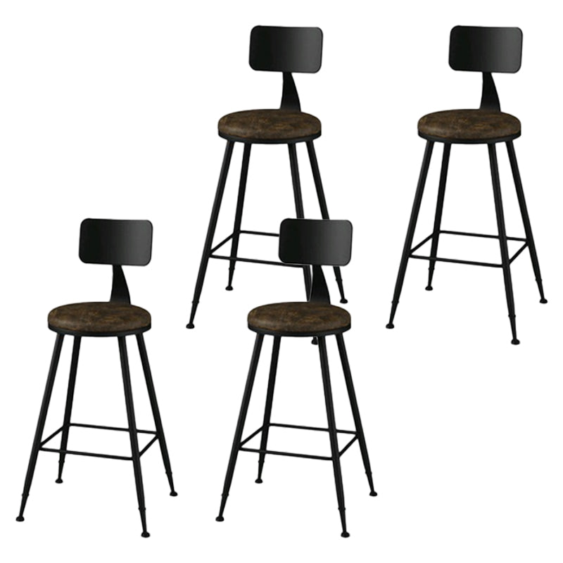 Modern Backrest Armless Counter Stool Iron Bar Stool with Leather Cushion for Dining Room Brown 4 Piece Set Counter Stool(26"H) Clearhalo 'Bar Furniture' 'Bar Stools' 'bar_stools' 'furn' 'furn_bar_stools' 'Furniture' 'Kitchen & Dining Furniture' 6471672