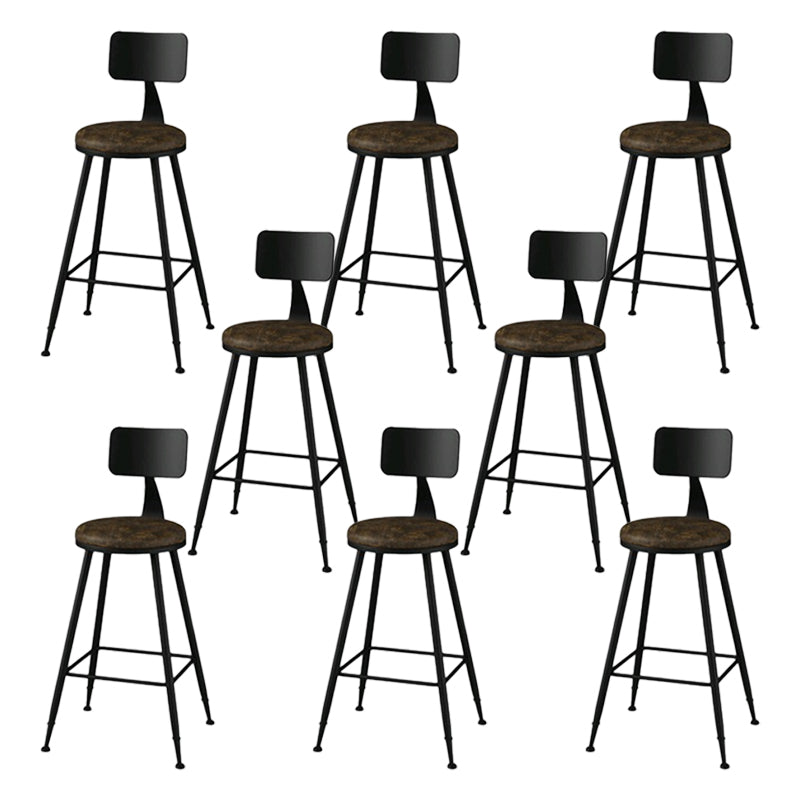 Modern Backrest Armless Counter Stool Iron Bar Stool with Leather Cushion for Dining Room Brown 8 Piece Set Counter Stool(26"H) Clearhalo 'Bar Furniture' 'Bar Stools' 'bar_stools' 'furn' 'furn_bar_stools' 'Furniture' 'Kitchen & Dining Furniture' 6471674