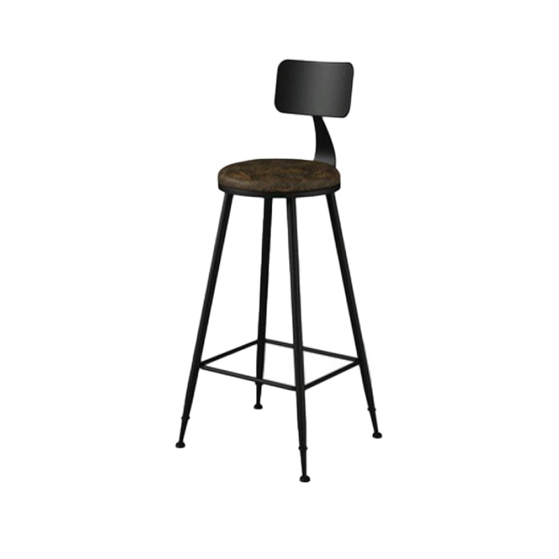 Modern Backrest Armless Counter Stool Iron Bar Stool with Leather Cushion for Dining Room Brown 1 Piece Bar Stool(30"H) Clearhalo 'Bar Furniture' 'Bar Stools' 'bar_stools' 'furn' 'furn_bar_stools' 'Furniture' 'Kitchen & Dining Furniture' 6471675