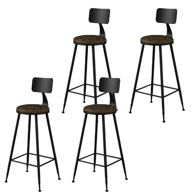 Modern Backrest Armless Counter Stool Iron Bar Stool with Leather Cushion for Dining Room Brown 4 Piece Set Bar Stool(30"H) Clearhalo 'Bar Furniture' 'Bar Stools' 'bar_stools' 'furn' 'furn_bar_stools' 'Furniture' 'Kitchen & Dining Furniture' 6471677