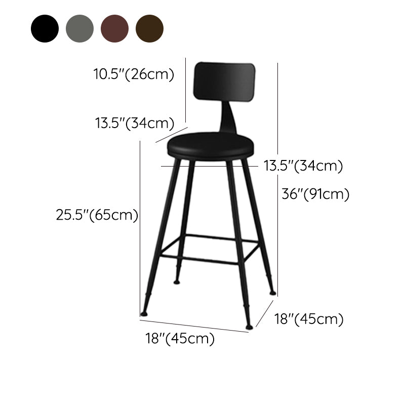 Modern Backrest Armless Counter Stool Iron Bar Stool with Leather Cushion for Dining Room Clearhalo 'Bar Furniture' 'Bar Stools' 'bar_stools' 'furn' 'furn_bar_stools' 'Furniture' 'Kitchen & Dining Furniture' 6471680