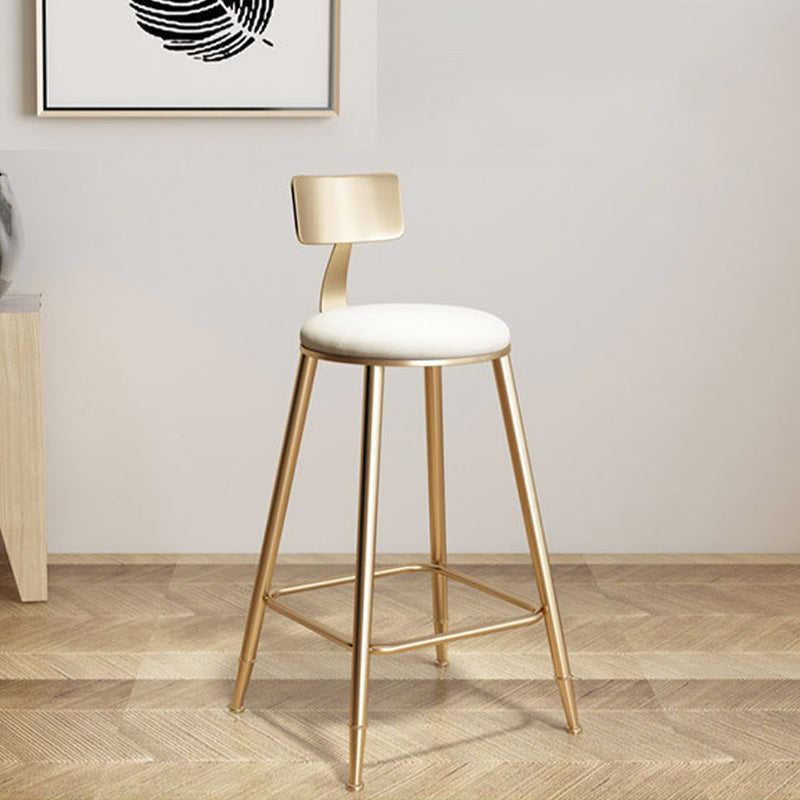 Taburete de bar de hierro con respaldo sin brazos Glam, taburete con cojín para tienda de té con leche