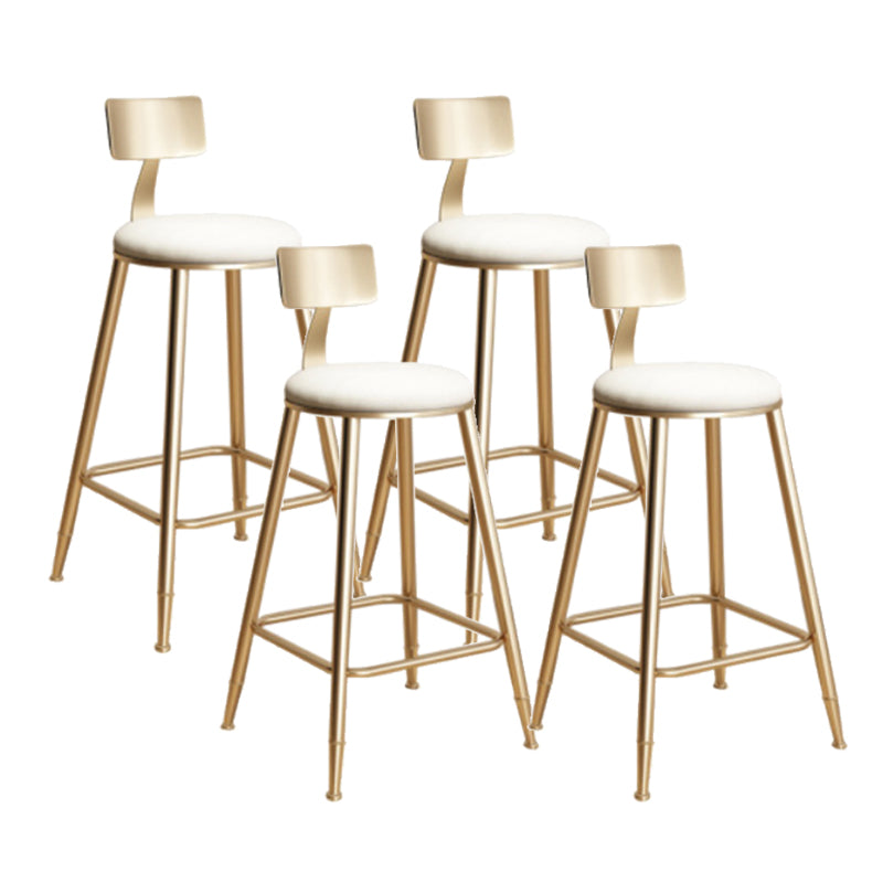 Taburete de bar de hierro con respaldo sin brazos Glam, taburete con cojín para tienda de té con leche
