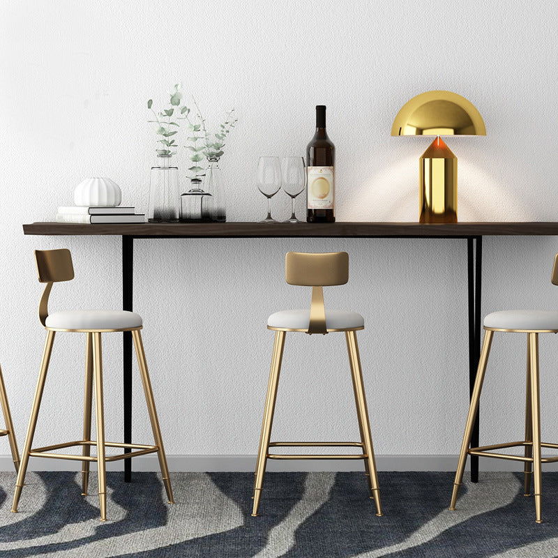Taburete de bar de hierro con respaldo sin brazos Glam, taburete con cojín para tienda de té con leche