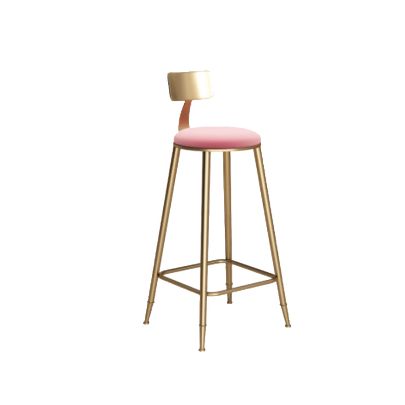 Taburete de bar de hierro con respaldo sin brazos Glam, taburete con cojín para tienda de té con leche
