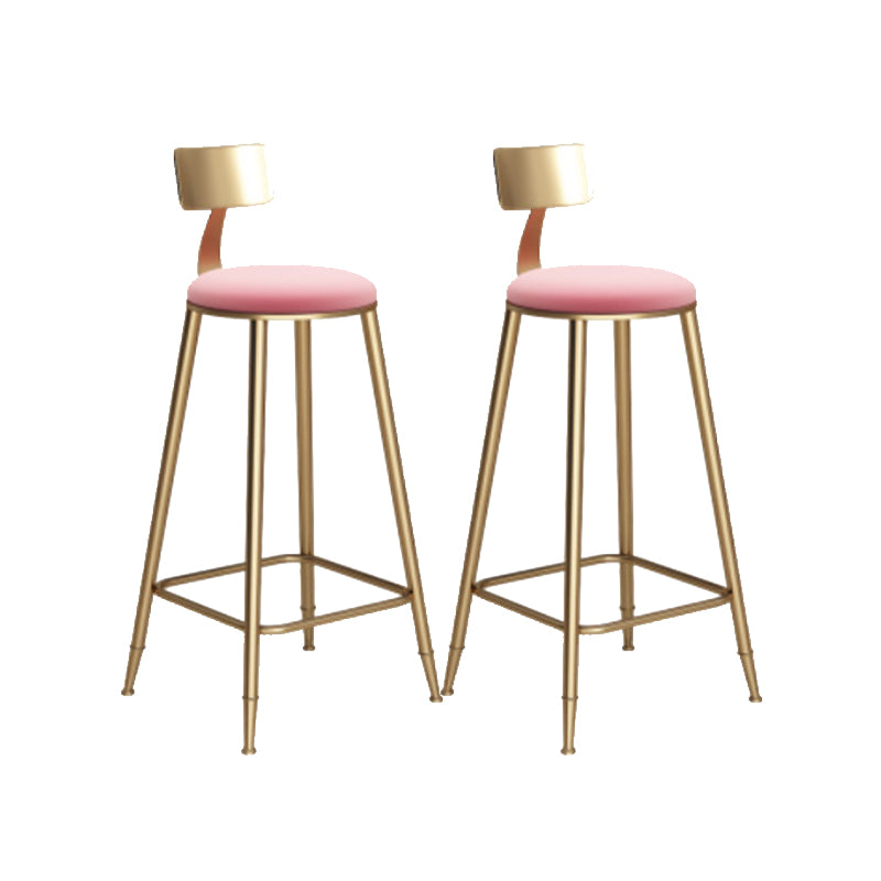 Taburete de bar de hierro con respaldo sin brazos Glam, taburete con cojín para tienda de té con leche