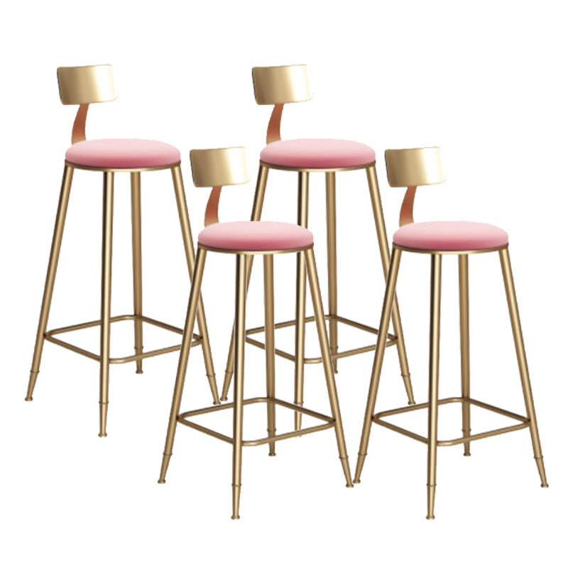 Taburete de bar de hierro con respaldo sin brazos Glam, taburete con cojín para tienda de té con leche