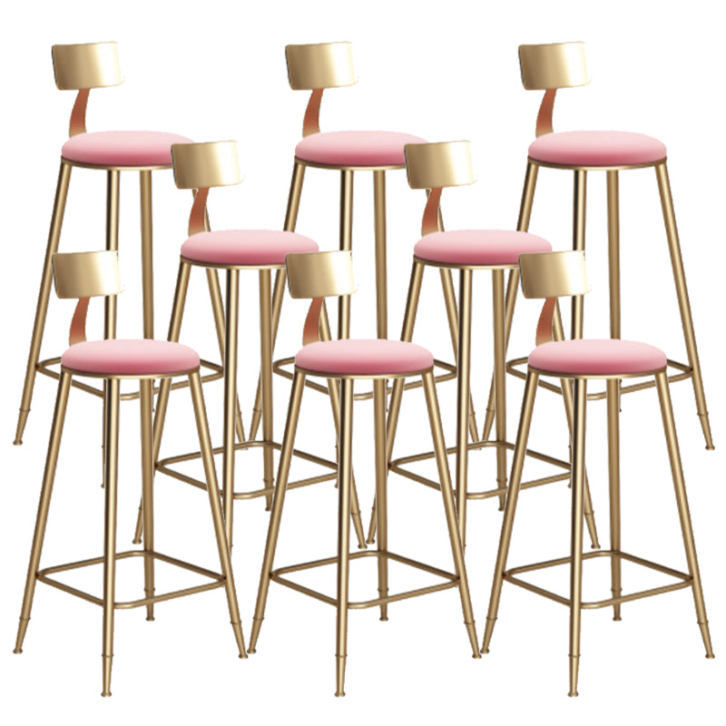 Taburete de bar de hierro con respaldo sin brazos Glam, taburete con cojín para tienda de té con leche
