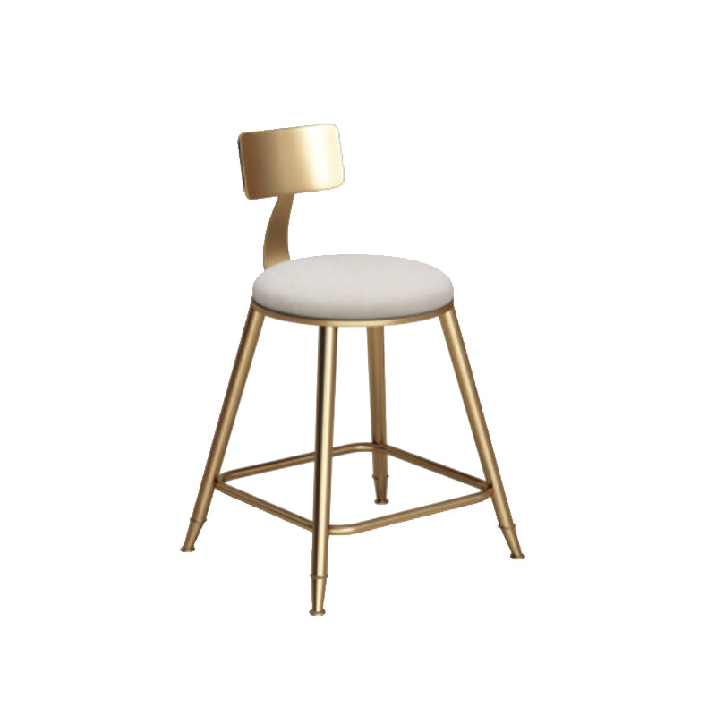 Taburete de bar de hierro con respaldo sin brazos Glam, taburete con cojín para tienda de té con leche