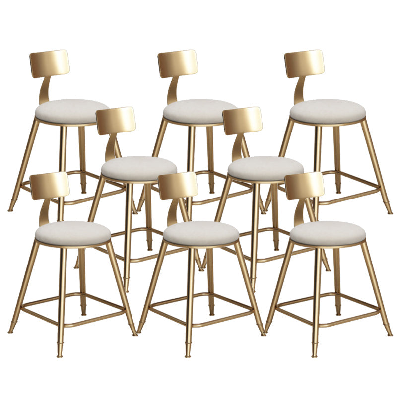 Taburete de bar de hierro con respaldo sin brazos Glam, taburete con cojín para tienda de té con leche