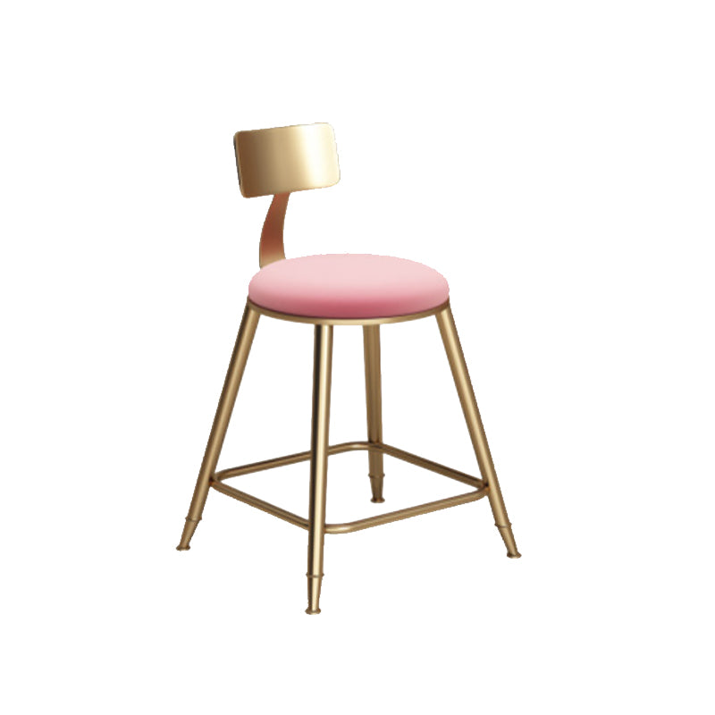 Taburete de bar de hierro con respaldo sin brazos Glam, taburete con cojín para tienda de té con leche