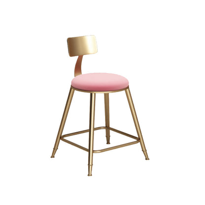 Taburete de bar de hierro con respaldo sin brazos Glam, taburete con cojín para tienda de té con leche