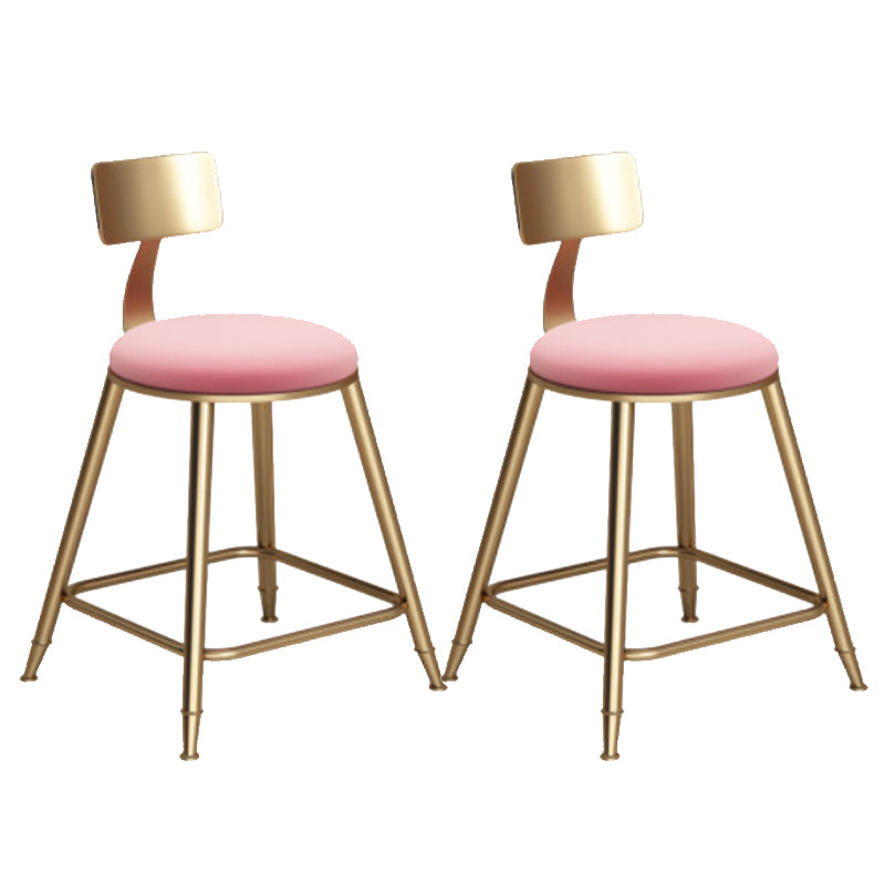 Taburete de bar de hierro con respaldo sin brazos Glam, taburete con cojín para tienda de té con leche