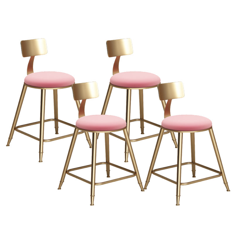 Taburete de bar de hierro con respaldo sin brazos Glam, taburete con cojín para tienda de té con leche