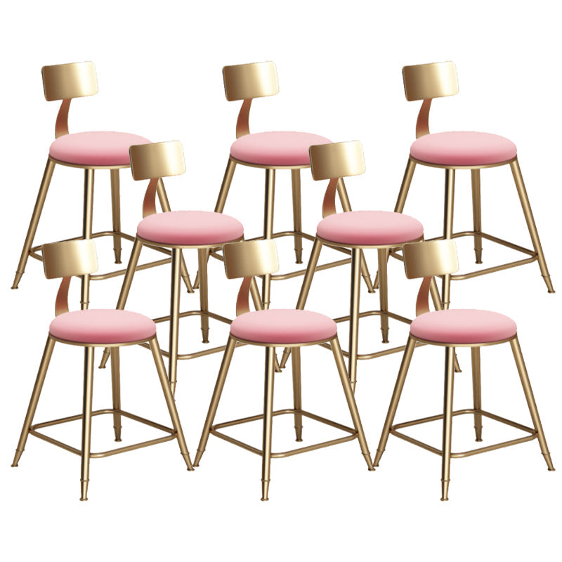 Taburete de bar de hierro con respaldo sin brazos Glam, taburete con cojín para tienda de té con leche