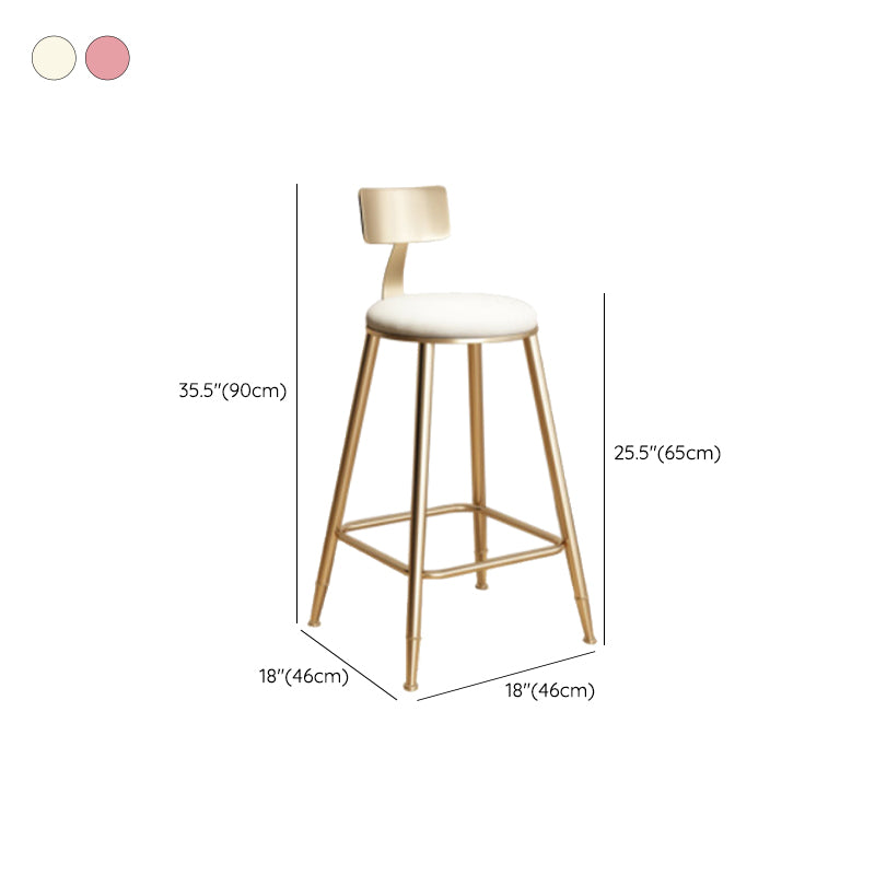 Taburete de bar de hierro con respaldo sin brazos Glam, taburete con cojín para tienda de té con leche