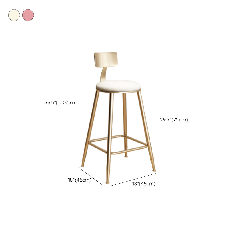 Taburete de bar de hierro con respaldo sin brazos Glam, taburete con cojín para tienda de té con leche