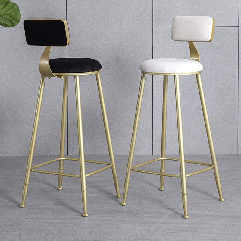 Glam Armless Backrest Counter Stool Iron Bar Stool with Velvet Cushion and Pedal for Cafe Clearhalo 'Bar Furniture' 'Bar Stools' 'bar_stools' 'furn' 'furn_bar_stools' 'Furniture' 'Kitchen & Dining Furniture' 6471718