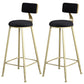 Glam Armless Backrest Counter Stool Iron Bar Stool with Velvet Cushion and Pedal for Cafe Black 2 Piece Set Clearhalo 'Bar Furniture' 'Bar Stools' 'bar_stools' 'furn' 'furn_bar_stools' 'Furniture' 'Kitchen & Dining Furniture' 6471721