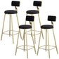 Glam Armless Backrest Counter Stool Iron Bar Stool with Velvet Cushion and Pedal for Cafe Black 4 Piece Set Clearhalo 'Bar Furniture' 'Bar Stools' 'bar_stools' 'furn' 'furn_bar_stools' 'Furniture' 'Kitchen & Dining Furniture' 6471722