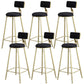 Glam Armless Backrest Counter Stool Iron Bar Stool with Velvet Cushion and Pedal for Cafe Black 6 Piece Set Clearhalo 'Bar Furniture' 'Bar Stools' 'bar_stools' 'furn' 'furn_bar_stools' 'Furniture' 'Kitchen & Dining Furniture' 6471725