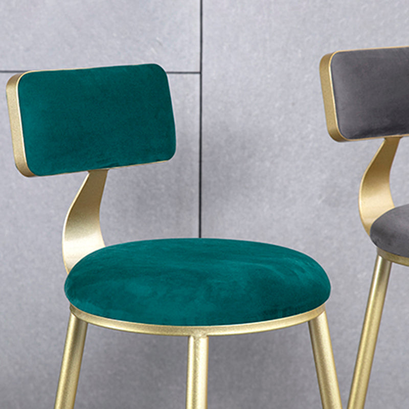 Glam Armless Backrest Counter Stool Iron Bar Stool with Velvet Cushion and Pedal for Cafe Clearhalo 'Bar Furniture' 'Bar Stools' 'bar_stools' 'furn' 'furn_bar_stools' 'Furniture' 'Kitchen & Dining Furniture' 6471728