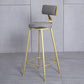 Glam Armless Backrest Counter Stool Iron Bar Stool with Velvet Cushion and Pedal for Cafe Gray 1 Piece Clearhalo 'Bar Furniture' 'Bar Stools' 'bar_stools' 'furn' 'furn_bar_stools' 'Furniture' 'Kitchen & Dining Furniture' 6471729