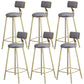 Glam Armless Backrest Counter Stool Iron Bar Stool with Velvet Cushion and Pedal for Cafe Gray 6 Piece Set Clearhalo 'Bar Furniture' 'Bar Stools' 'bar_stools' 'furn' 'furn_bar_stools' 'Furniture' 'Kitchen & Dining Furniture' 6471734