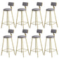 Glam Armless Backrest Counter Stool Iron Bar Stool with Velvet Cushion and Pedal for Cafe Gray 8 Piece Set Clearhalo 'Bar Furniture' 'Bar Stools' 'bar_stools' 'furn' 'furn_bar_stools' 'Furniture' 'Kitchen & Dining Furniture' 6471735