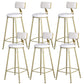 Glam Armless Backrest Counter Stool Iron Bar Stool with Velvet Cushion and Pedal for Cafe White 6 Piece Set Clearhalo 'Bar Furniture' 'Bar Stools' 'bar_stools' 'furn' 'furn_bar_stools' 'Furniture' 'Kitchen & Dining Furniture' 6471739