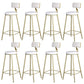 Glam Armless Backrest Counter Stool Iron Bar Stool with Velvet Cushion and Pedal for Cafe White 8 Piece Set Clearhalo 'Bar Furniture' 'Bar Stools' 'bar_stools' 'furn' 'furn_bar_stools' 'Furniture' 'Kitchen & Dining Furniture' 6471740