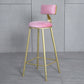 Glam Armless Backrest Counter Stool Iron Bar Stool with Velvet Cushion and Pedal for Cafe Pink 1 Piece Clearhalo 'Bar Furniture' 'Bar Stools' 'bar_stools' 'furn' 'furn_bar_stools' 'Furniture' 'Kitchen & Dining Furniture' 6471741