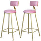 Glam Armless Backrest Counter Stool Iron Bar Stool with Velvet Cushion and Pedal for Cafe Pink 2 Piece Set Clearhalo 'Bar Furniture' 'Bar Stools' 'bar_stools' 'furn' 'furn_bar_stools' 'Furniture' 'Kitchen & Dining Furniture' 6471742